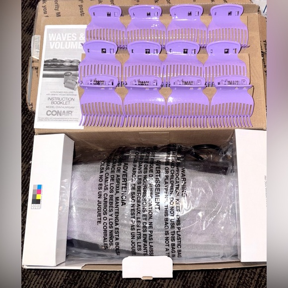 Conair Waves And Volume Jumbo 1 1/2” - 1 3/4” Flocked Ceramic Hot Rollers Clips - Picture 3 of 4